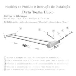 Porta Toalha Duplo Aço Inox 30 cm Alto Padrão 311VIP Grego - 4
