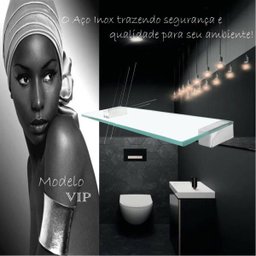 Porta Shampoo Aço Inox/Vidro Alto Padrão 315VIP Grego Metal - 3