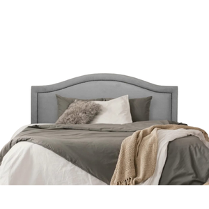 Cabeceira Queen Provençal Luxo Estofada 160x60 - Suede Cinza - Tachas Fume