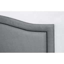 Cabeceira Queen Provençal Luxo Estofada 160x60 - Suede Cinza - Tachas Fume - 2