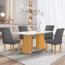 Ver imagem 1 de Conjunto Mesa Stella Ripada 120cm com 4 Cadeiras Canela Tampo Smart Plus com Vidro