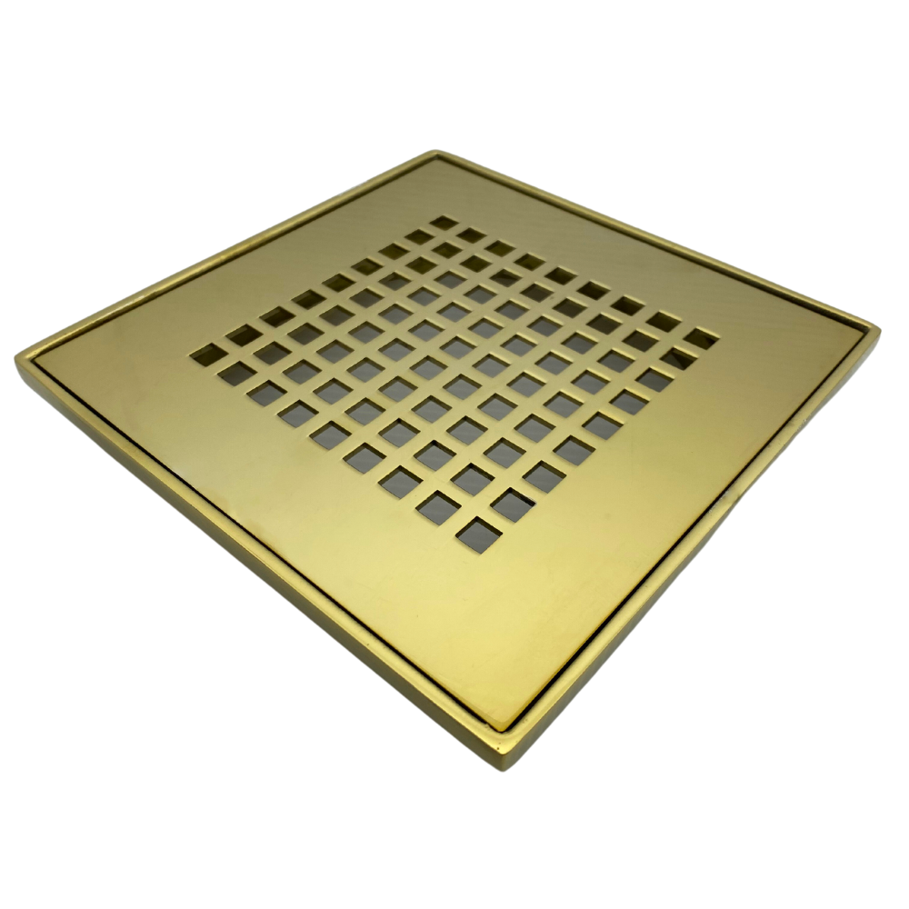 Ralo Dourado Quadriculado Gold com Base Porta Grelha 15x15 - By Fineza - 2