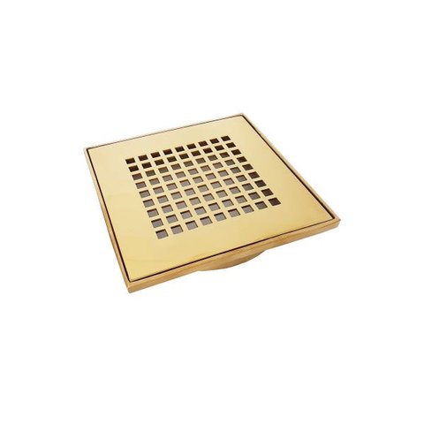 Ralo Dourado Quadriculado Gold com Base Porta Grelha 15x15 - By Fineza