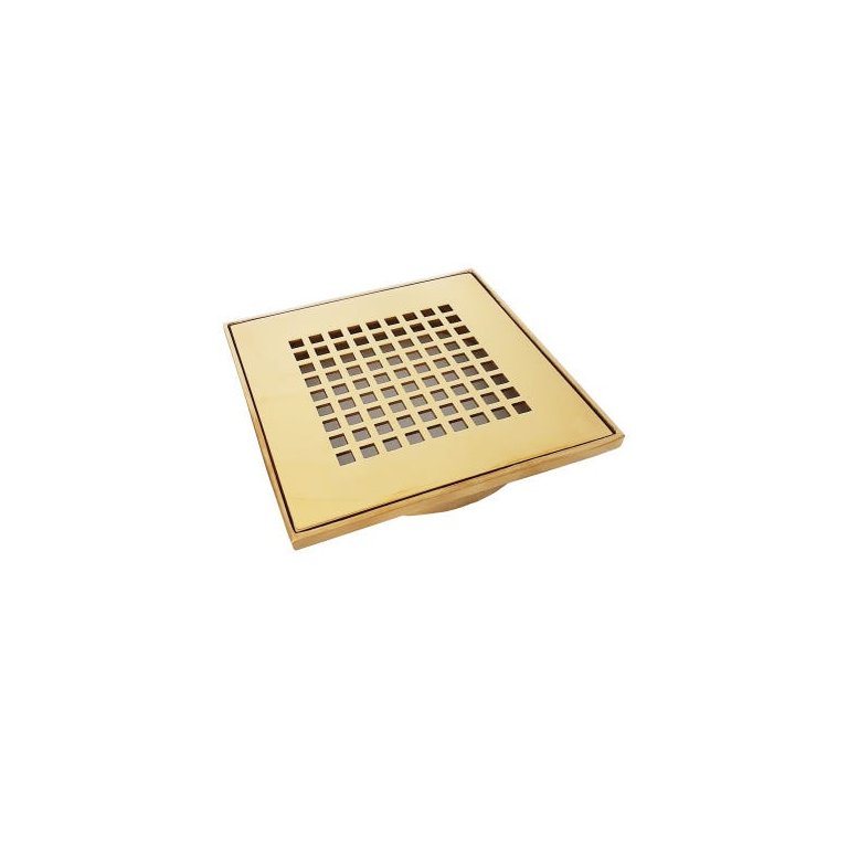 Ralo Dourado Quadriculado Gold com Base Porta Grelha 15x15 - By Fineza