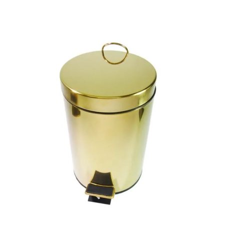 Lixeira Dourada em Aço Inox para banheiro com Pedal 12L – By Fineza