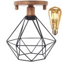 Ver imagem 1 de Lustre Teto Plafon Lâmpada Led St64 Industrial Aramado Diamante Preto Retrô Vintage Cobre Rose