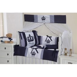 Kit Berço Menino Imperial Azul Marinho Pingo de Gente 9 Peças - Azul Marinho - Americano - 1