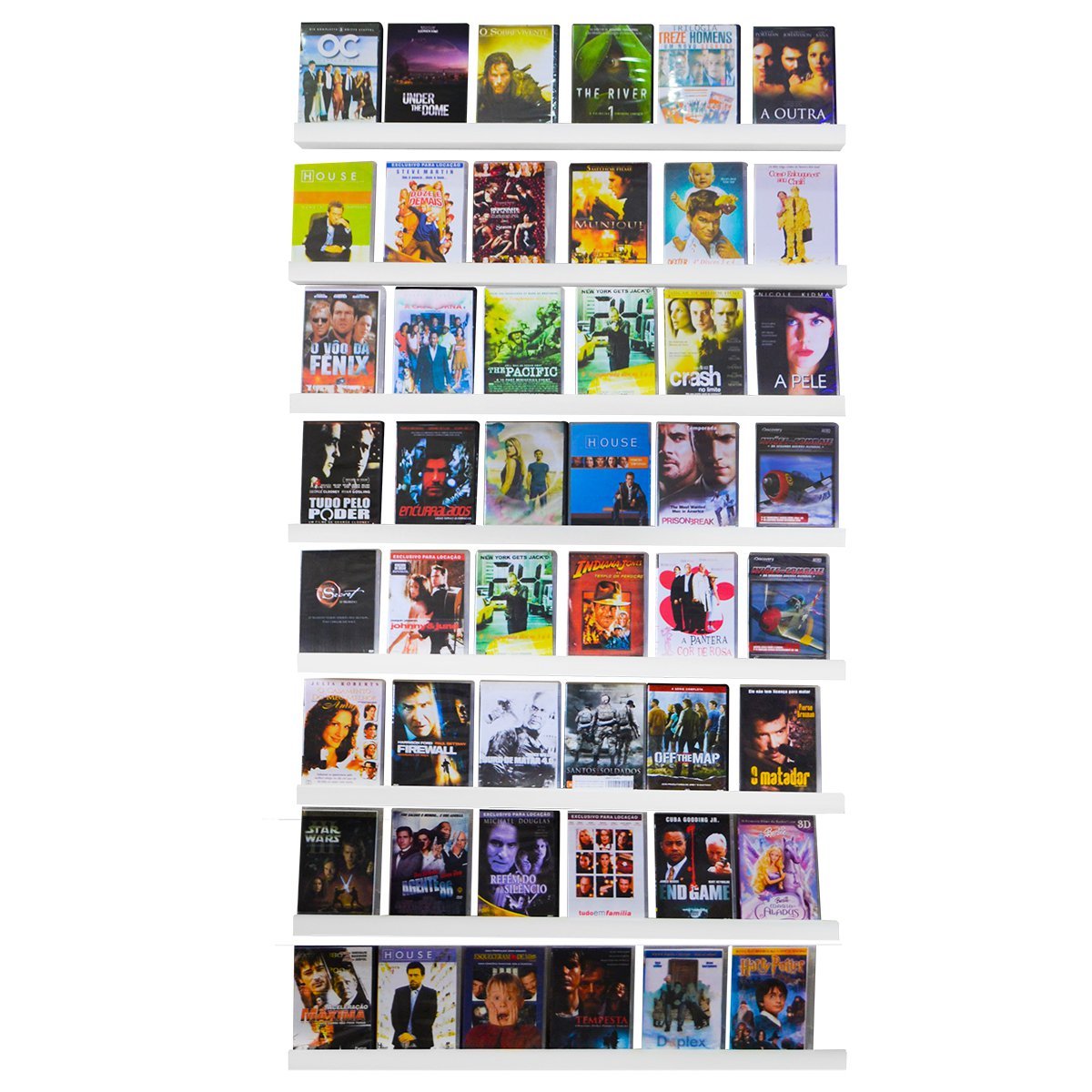 Prateleira para CDs DVDs coleção MDF Branco 8 peças 90cm