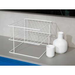 Suporte Organizador de Pratos Dicarlo Quadrado Aço Branco - 4