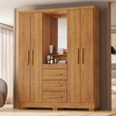 Ver imagem 2 de Guarda Roupa Casal Lyon 4 Portas de Bater 3 Gavetas MDF MDP Cedro Milani Movelaria