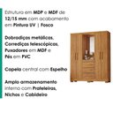 Ver imagem 3 de Guarda Roupa Casal Lyon 4 Portas de Bater 3 Gavetas MDF MDP Cedro Milani Movelaria