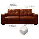 Ver imagem 4 de Sofá de Couro 3 Lugares Londres 206cm M06 Cor Conhaque com Brilho 457 - ADJ DECOR