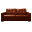 Ver imagem 1 de Sofá de Couro 3 Lugares Londres 206cm M06 Cor Conhaque com Brilho 457 - ADJ DECOR