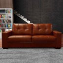 Ver imagem 2 de Sofá de Couro 3 Lugares Londres 206cm M06 Cor Conhaque com Brilho 457 - ADJ DECOR