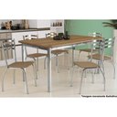 Ver imagem 1 de Mesa de Sala Jantar Reno C/ Tampo Madeira 160cm + 6 Cadeiras Portugal Cromada - Assento Capuccino 31