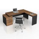 Ver imagem 2 de Mesa Pedestal com L - 1,92x1,60M - Webstart - Nogal Sevilha/Preto