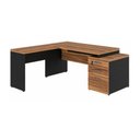 Ver mais imagens de Mesa de Escritório em L Diretor 1,92 x 1,60 Tampo 40mm com Gaveteiro – Nogal Sevilha / Preto