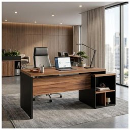 Mesa de Escritório em L Diretor 1,92 x 1,60 Tampo 40mm com Gaveteiro – Nogal Sevilha / Preto - 7 Mesa de Escritório em L Diretor 1,92 x 1,60 Tampo 40mm com Gaveteiro – Nogal Sevilha / Preto - 7
