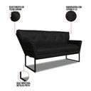 Ver imagem 3 de Sofá Namoradeira 2 Lug Industrial Pto Anitta Sintético Pu Preto D03 - D'Rossi