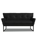 Ver imagem 5 de Sofá Namoradeira 2 Lug Industrial Pto Anitta Sintético Pu Preto D03 - D'Rossi