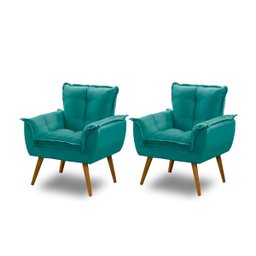Kit 2 Poltronas Decorativa Opala Suede Tiffany - 1