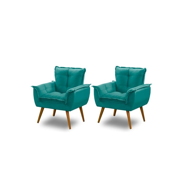 Kit 2 Poltronas Decorativa Opala Suede Tiffany