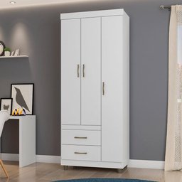 Roupeiro Solteiro 3 Portas 2 Gavetas Branco 2232-50 Araplac - 1