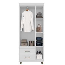 Roupeiro Solteiro 3 Portas 2 Gavetas Branco 2232-50 Araplac - 3