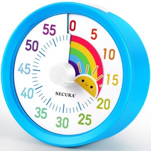 Secura Timer Visual 60 Minutos para Cozinha com Padrão Arco-íris (azul e Sol)