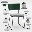 Ver imagem 4 de Kit 02 Cadeiras Decorativas Sala Jantar Allana L02 Facto Verde Musgo Linho Cinza - Lyam Decor