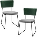 Ver imagem 1 de Kit 02 Cadeiras Decorativas Sala Jantar Allana L02 Facto Verde Musgo Linho Cinza - Lyam Decor