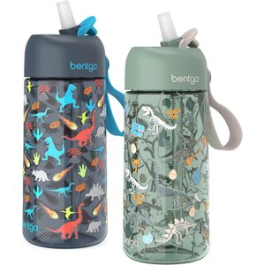 Bentgo Garrafa de Água Infantil Dinossauros - Kit com 2