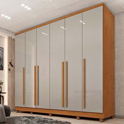 Guarda Roupa Sevila com 6 Portas 8 Gavetas e 10 Pés Inclusos Tcil