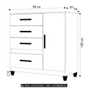Ver imagem 4 de Cômoda para Quarto 98cm com 4 Gavetas Baco Flex Branco Z17 - Mpozenato