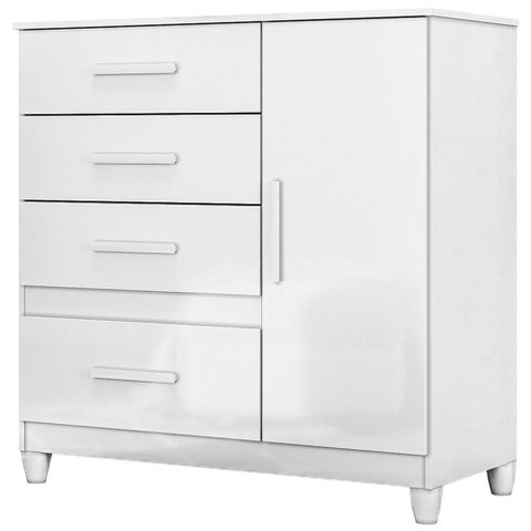 Cômoda para Quarto 98cm com 4 Gavetas Baco Flex Branco Z17 - Mpozenato
