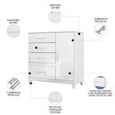 Ver imagem 3 de Cômoda para Quarto 98cm com 4 Gavetas Baco Flex Branco Z17 - Mpozenato