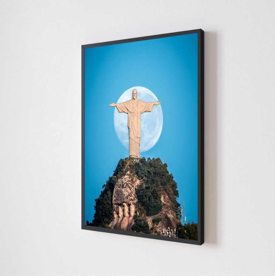 Quadro Decorativo Moldura Cristo Redentor Rio 120x80 - Preto