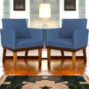 Ver imagem 2 de Kit 2 Poltronas Decorativa para Sala Recepção Consultório Escritório Base em Madeira Divine