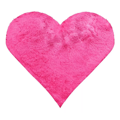 Tapete Pelo Alto Felpudo Peludo Macio Anti Derrapante Alérgico Rosa Coração 140 cm Sala Quarto Escri