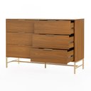 Ver imagem 6 de Cômoda Square para Quarto Grande 6 Gavetas Pés de Metal 138cm Louro Freijó Casavee