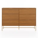 Ver imagem 1 de Cômoda Square para Quarto Grande 6 Gavetas Pés de Metal 138cm Louro Freijó Casavee