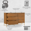 Ver imagem 4 de Cômoda Square para Quarto Grande 6 Gavetas Pés de Metal 138cm Louro Freijó Casavee