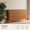 Ver imagem 3 de Cômoda Square para Quarto Grande 6 Gavetas Pés de Metal 138cm Louro Freijó Casavee