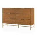 Ver imagem 5 de Cômoda Square para Quarto Grande 6 Gavetas Pés de Metal 138cm Louro Freijó Casavee