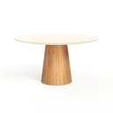 Ver imagem 1 de Mesa de Jantar Redonda 150cm Scandi 8 Lugares Lamina Natural de Madeira Off White Vidro