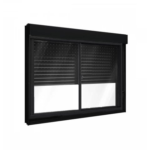 Janela Integrada C/persiana 2 Folhas Preto Giusto - 120x100