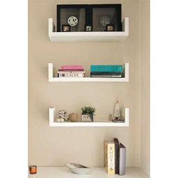 Trio Prateleiras U 60x15 Mdf 15mm Branco Nicho Livros - 2