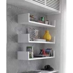Trio Prateleiras U 60x15 Mdf 15mm Branco Nicho Livros