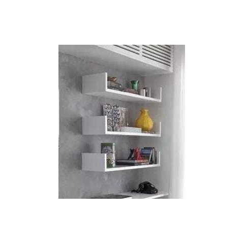Trio Prateleiras U 60x15 Mdf 15mm Branco Nicho Livros