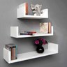 Kit 3 prateleiras U para livros, decoração MDF Branco - 2